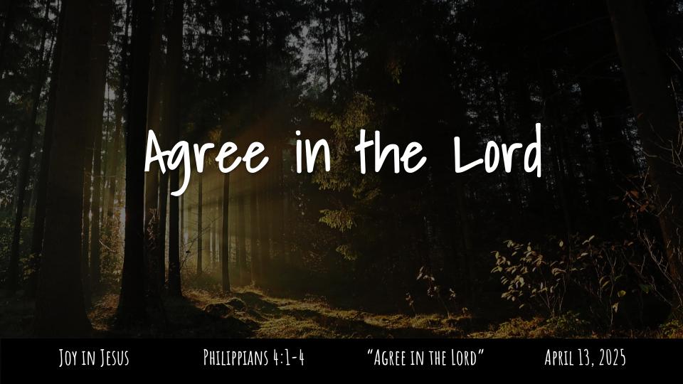 Philippians #29: Joy in Jesus “Agree in the Lord” Philippians 4:1-4